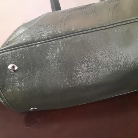 Coach Pewter Patent Leather Signature Logo Kiss Lock Purse Bag - Picture 7 of 16